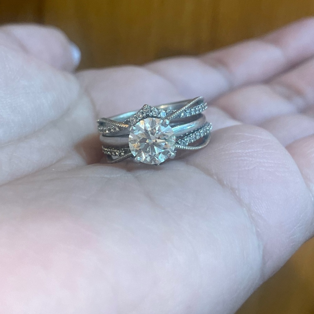 Elegant White Gold Solitaire Ring and Enhancer